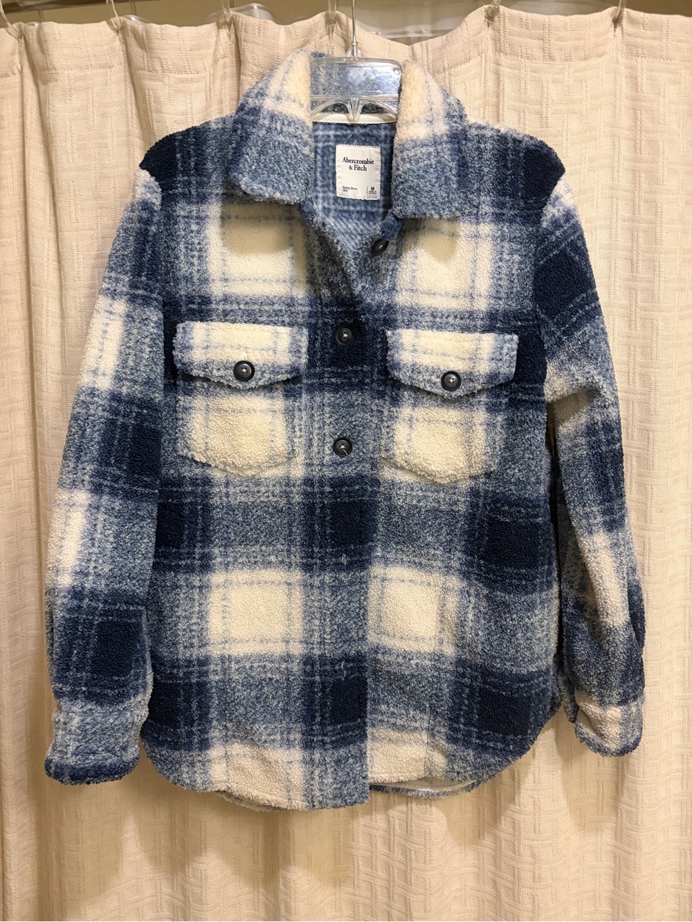 Abercrombie & Fitch Blue and Cream Plaid Shacket